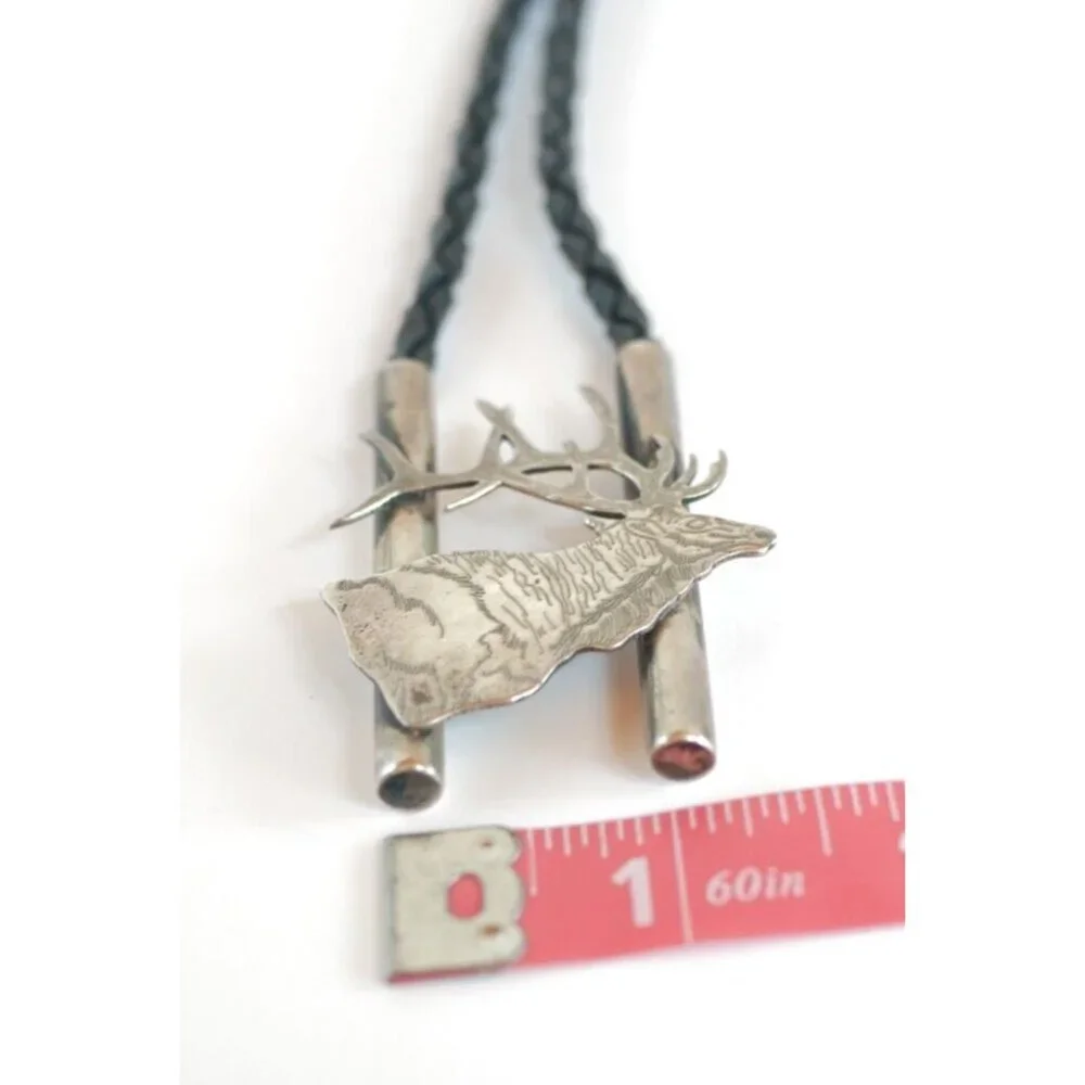 Zuni Native‎ American BULL ELK Bolo Tie by Dale Edaakie Handmade Vintage